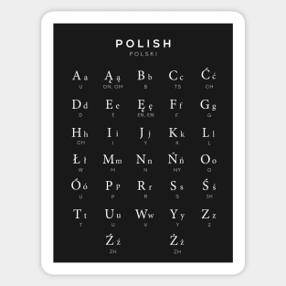 Polish Alphabet Chart, Poland Language Chart, Black Sticker